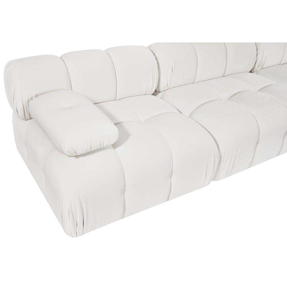 Orin Cream Velvet Performance Fabric Upholstered 4 pc. Modular Sofa