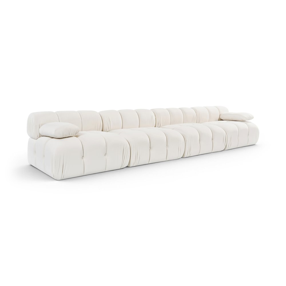 Orin Cream Velvet Performance Fabric Upholstered 4 pc. Modular Sofa
