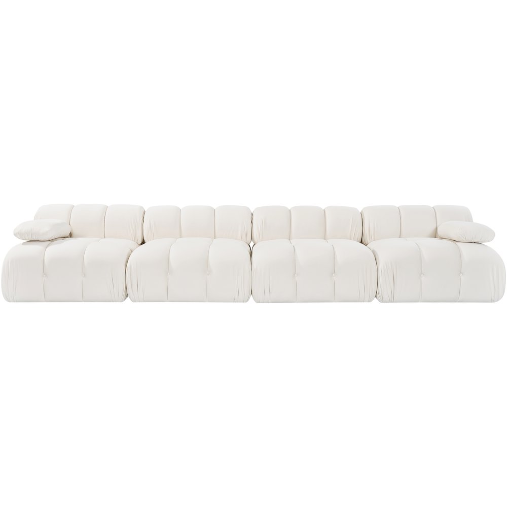 Orin Cream Velvet Performance Fabric Upholstered 4 pc. Modular Sofa