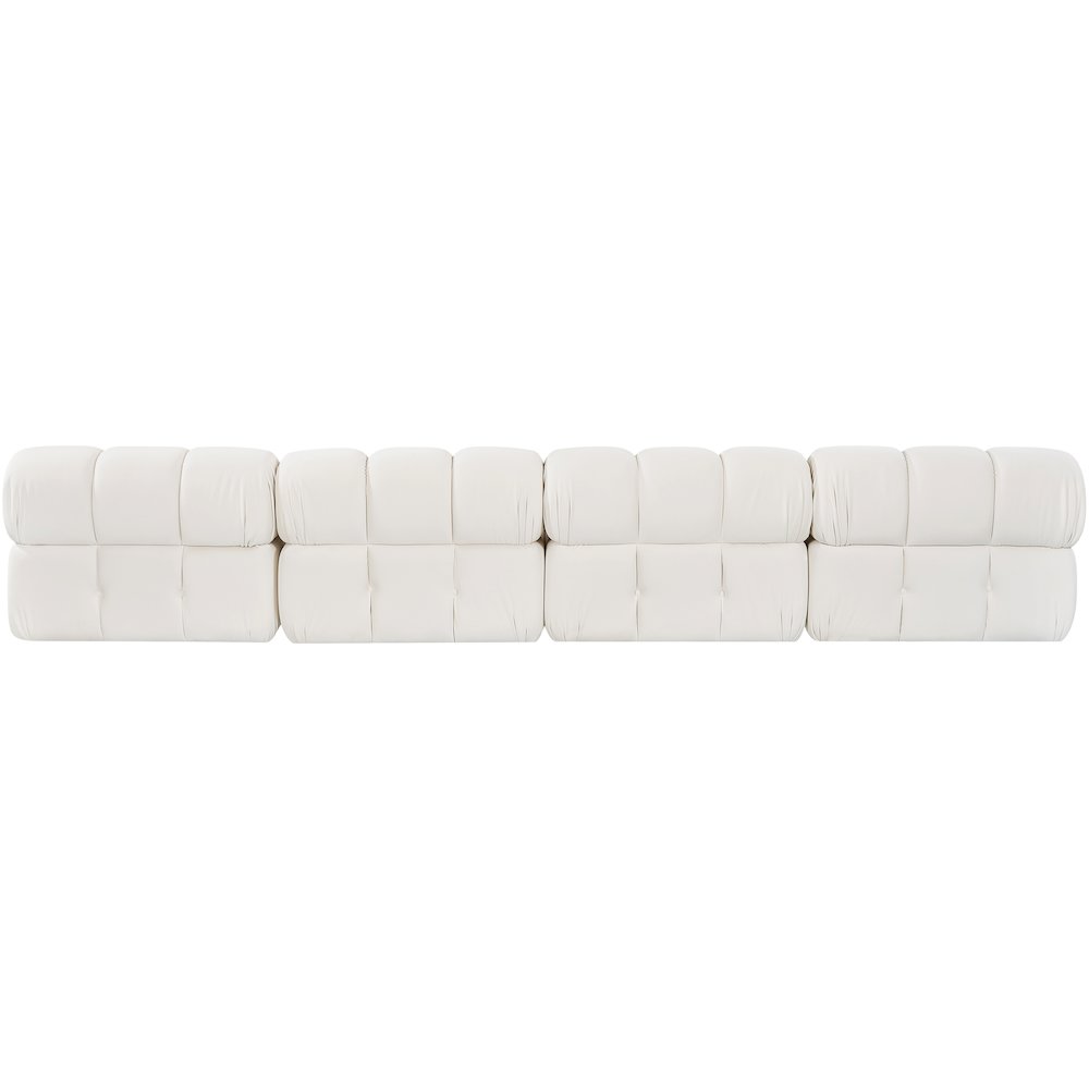 Orin Cream Velvet Performance Fabric Upholstered 4 pc. Modular Sofa