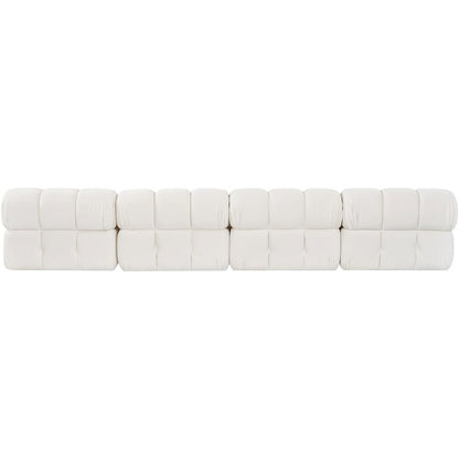 Orin Cream Velvet Performance Fabric Upholstered 4 pc. Modular Sofa