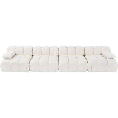 Orin Cream Velvet Performance Fabric Upholstered 4 pc. Modular Sofa