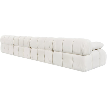 Orin Cream Velvet Performance Fabric Upholstered 4 pc. Modular Sofa