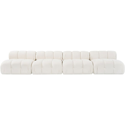 Orin Cream Velvet Performance Fabric Upholstered 4 pc. Modular Sofa
