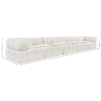 Orin Cream Velvet Performance Fabric Upholstered 5 pc. Modular Sofa