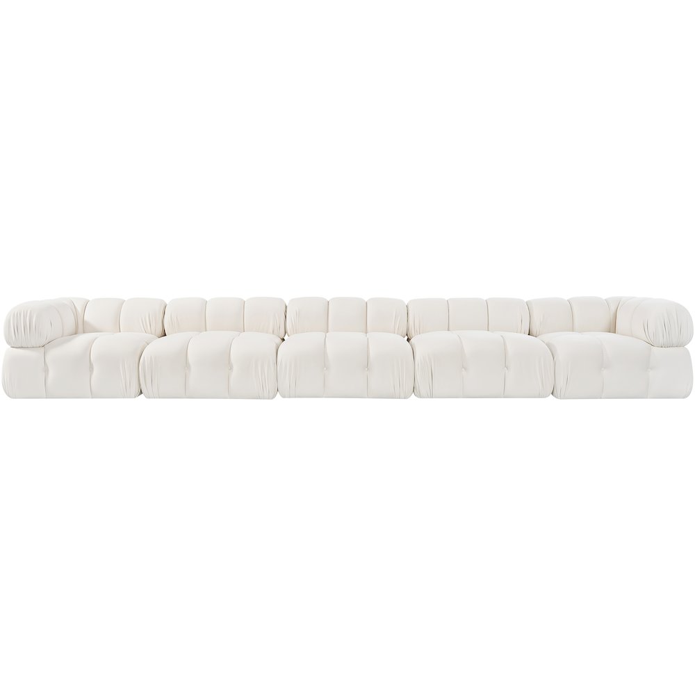 Orin Cream Velvet Performance Fabric Upholstered 5 pc. Modular Sofa