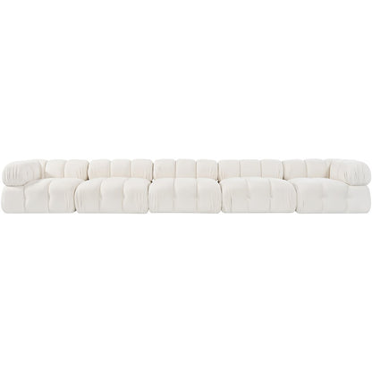 Orin Cream Velvet Performance Fabric Upholstered 5 pc. Modular Sofa
