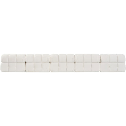 Orin Cream Velvet Performance Fabric Upholstered 5 pc. Modular Sofa