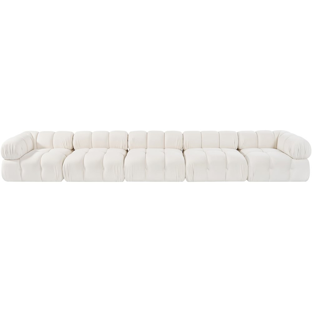 Orin Cream Velvet Performance Fabric Upholstered 5 pc. Modular Sofa