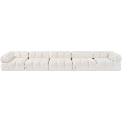 Orin Cream Velvet Performance Fabric Upholstered 5 pc. Modular Sofa