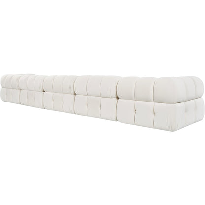 Orin Cream Velvet Performance Fabric Upholstered 5 pc. Modular Sofa