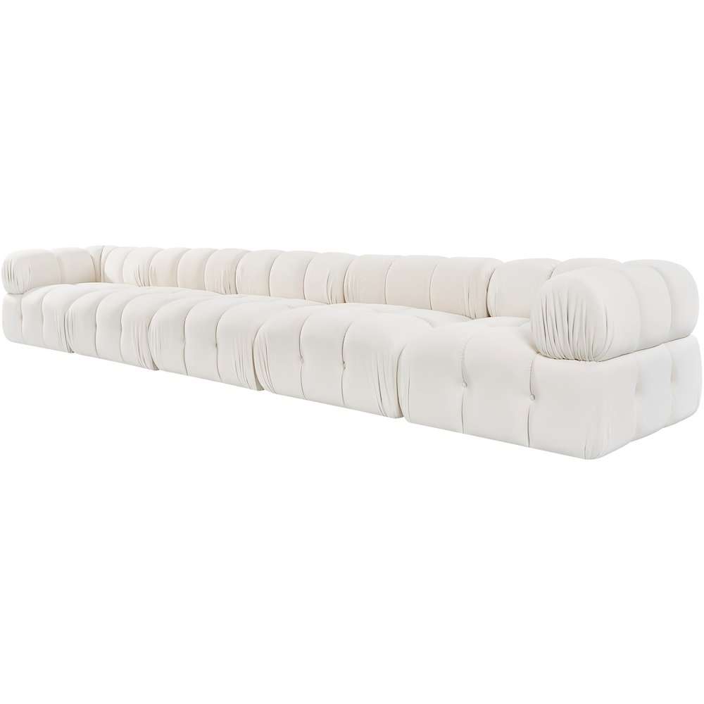 Orin Cream Velvet Performance Fabric Upholstered 5 pc. Modular Sofa