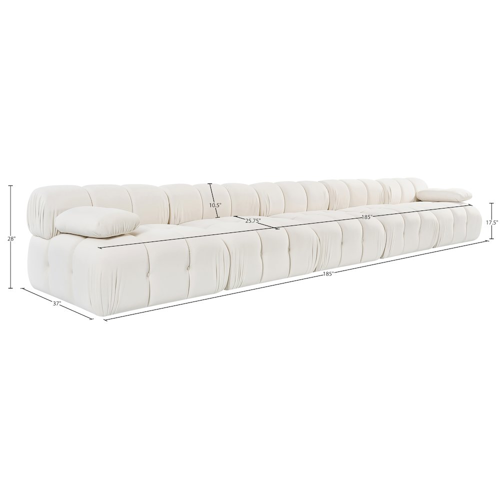 Orin Cream Velvet Performance Fabric Upholstered 5 pc. Modular Sofa