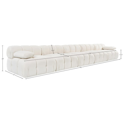 Orin Cream Velvet Performance Fabric Upholstered 5 pc. Modular Sofa