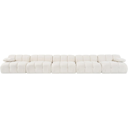 Orin Cream Velvet Performance Fabric Upholstered 5 pc. Modular Sofa