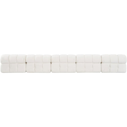 Orin Cream Velvet Performance Fabric Upholstered 5 pc. Modular Sofa