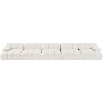 Orin Cream Velvet Performance Fabric Upholstered 5 pc. Modular Sofa