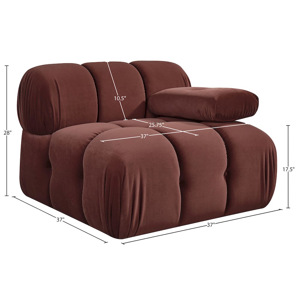 Orin Rose Velvet Performance Fabric Upholstered Modular Chair