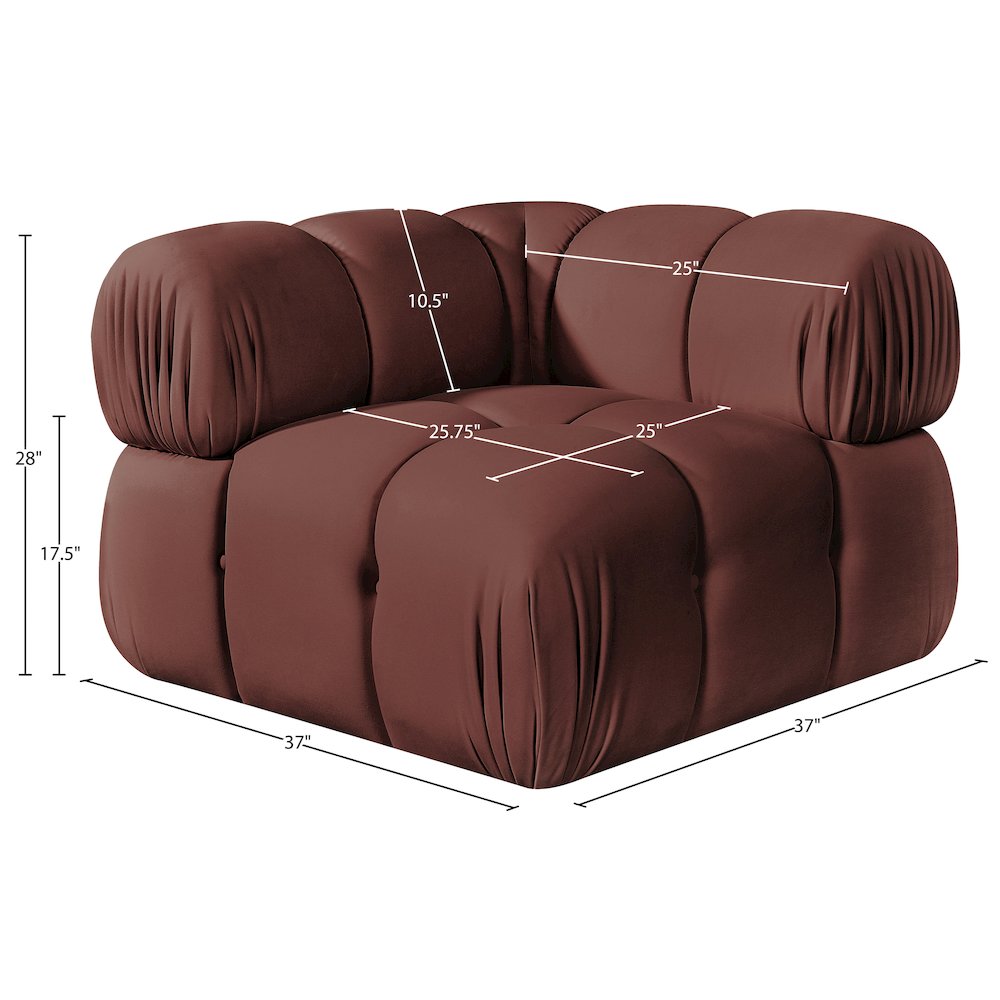 Orin Rose Velvet Performance Fabric Upholstered Modular Corner Chair