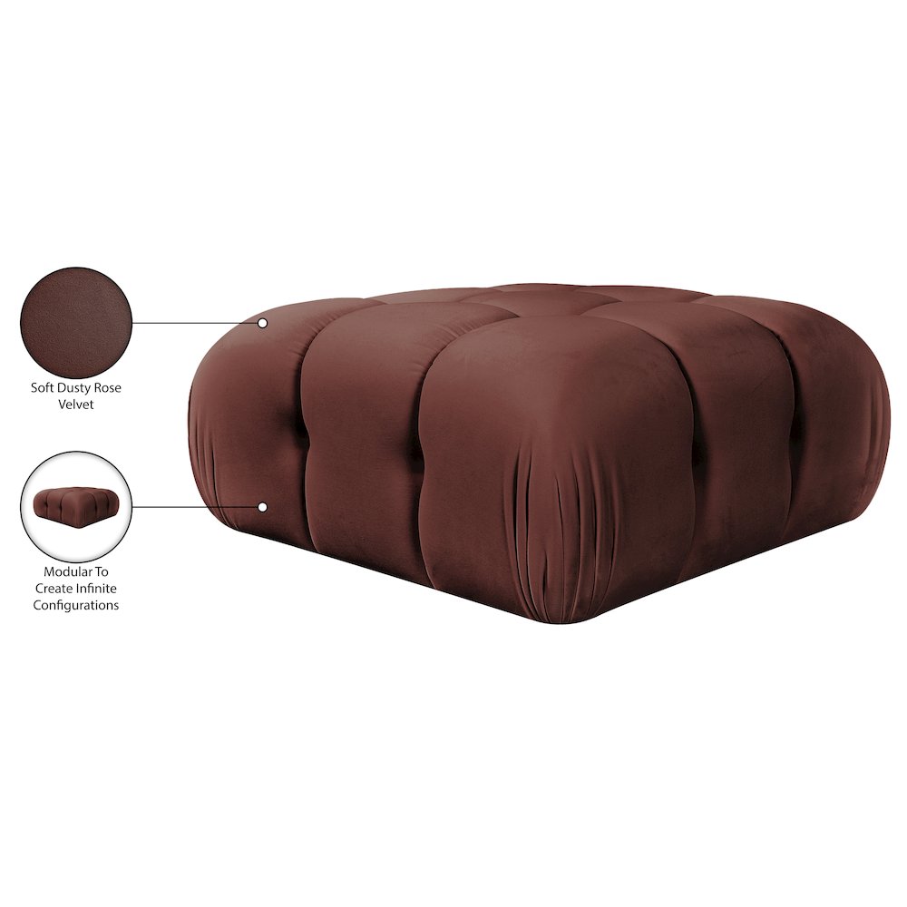 Orin Rose Velvet Performance Fabric Upholstered Modular Ottoman