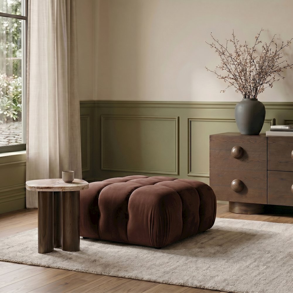 Orin Rose Velvet Performance Fabric Upholstered Modular Ottoman