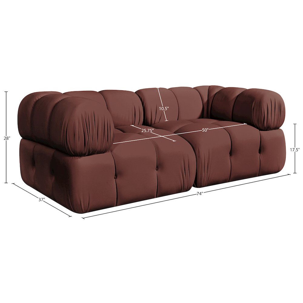 Orin Rose Velvet Performance Fabric Upholstered 2 pc. Modular Sofa
