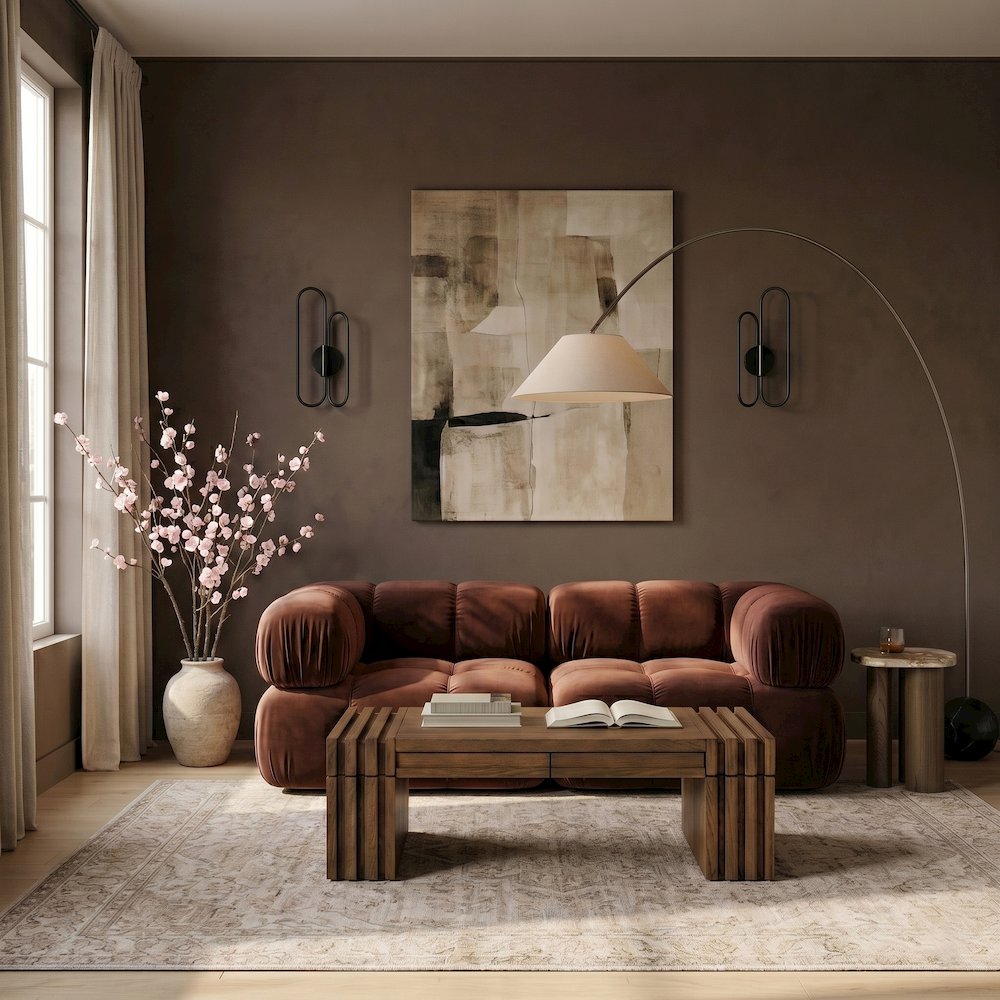Orin Rose Velvet Performance Fabric Upholstered 2 pc. Modular Sofa