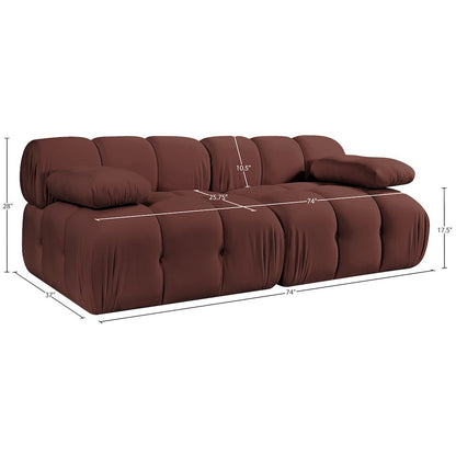 Orin Rose Velvet Performance Fabric Upholstered 2 pc. Modular Sofa