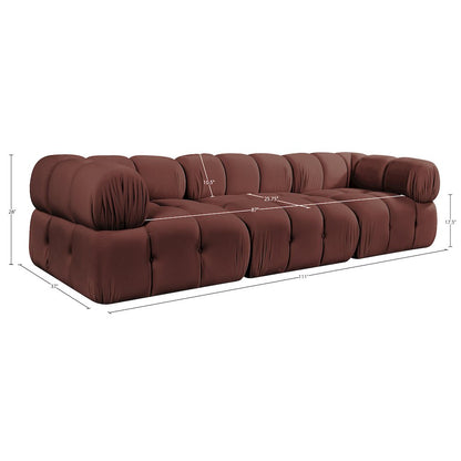 Orin Rose Velvet Performance Fabric Upholstered 3 pc. Modular Sofa