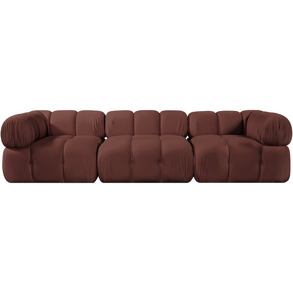 Orin Rose Velvet Performance Fabric Upholstered 3 pc. Modular Sofa