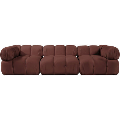 Orin Rose Velvet Performance Fabric Upholstered 3 pc. Modular Sofa