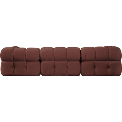 Orin Rose Velvet Performance Fabric Upholstered 3 pc. Modular Sofa