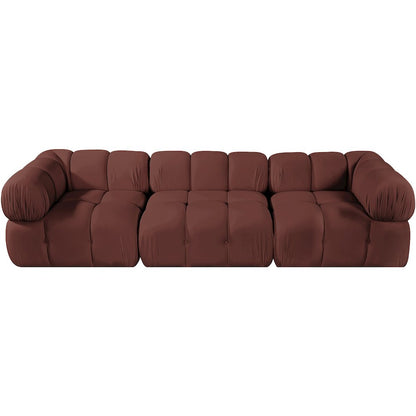 Orin Rose Velvet Performance Fabric Upholstered 3 pc. Modular Sofa