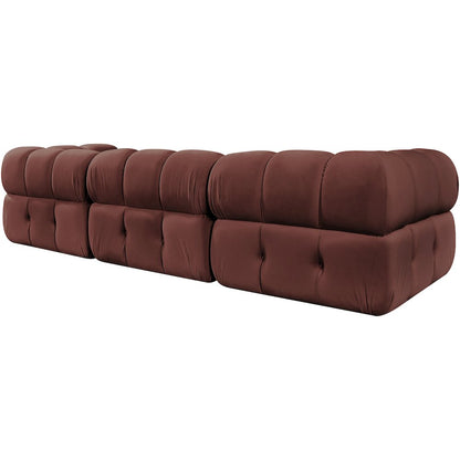 Orin Rose Velvet Performance Fabric Upholstered 3 pc. Modular Sofa