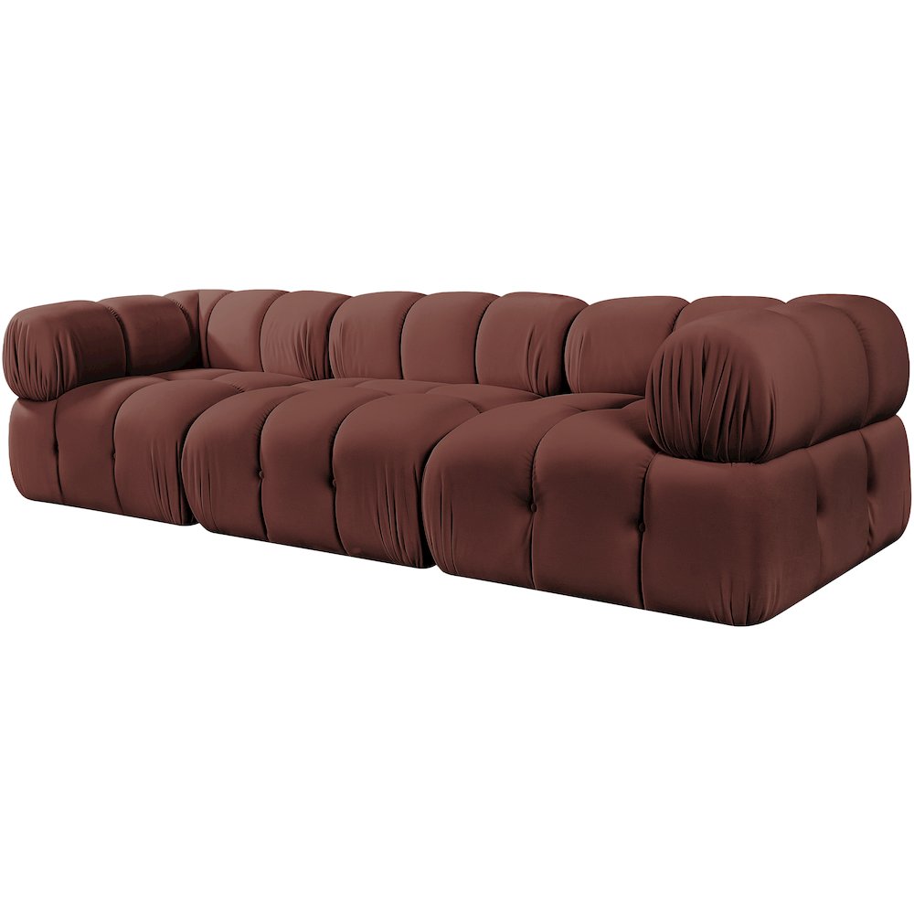 Orin Rose Velvet Performance Fabric Upholstered 3 pc. Modular Sofa