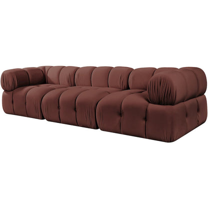 Orin Rose Velvet Performance Fabric Upholstered 3 pc. Modular Sofa