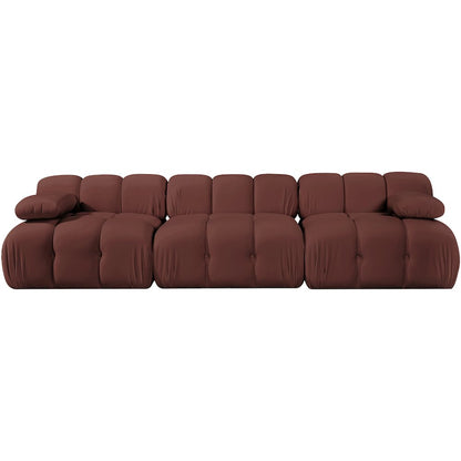 Orin Rose Velvet Performance Fabric Upholstered 3 pc. Modular Sofa