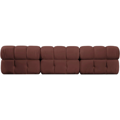 Orin Rose Velvet Performance Fabric Upholstered 3 pc. Modular Sofa