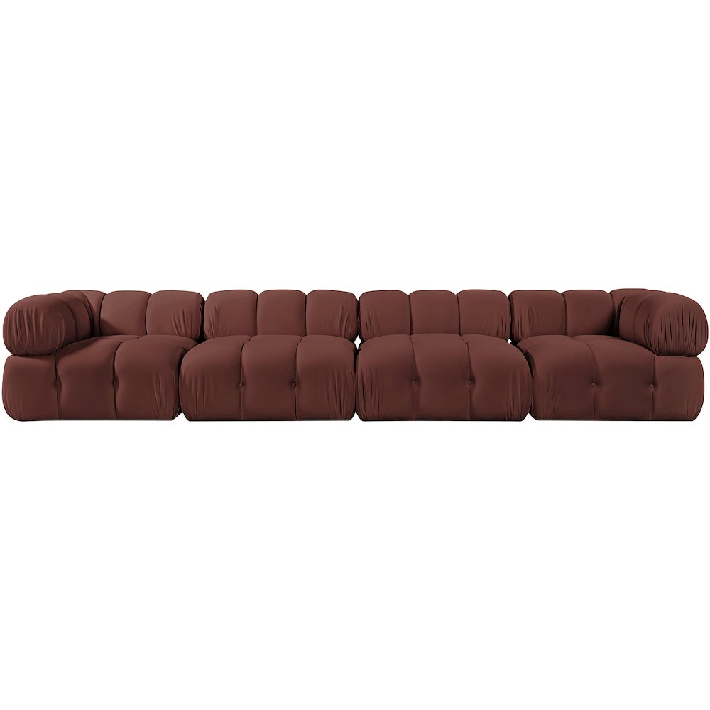 Orin Rose Velvet Performance Fabric Upholstered 4 pc. Modular Sofa
