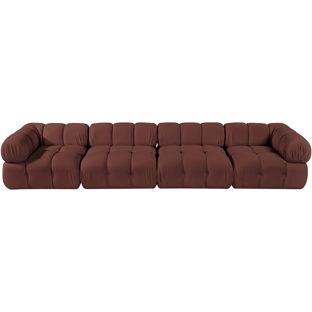Orin Rose Velvet Performance Fabric Upholstered 4 pc. Modular Sofa