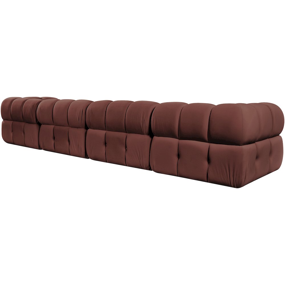 Orin Rose Velvet Performance Fabric Upholstered 4 pc. Modular Sofa