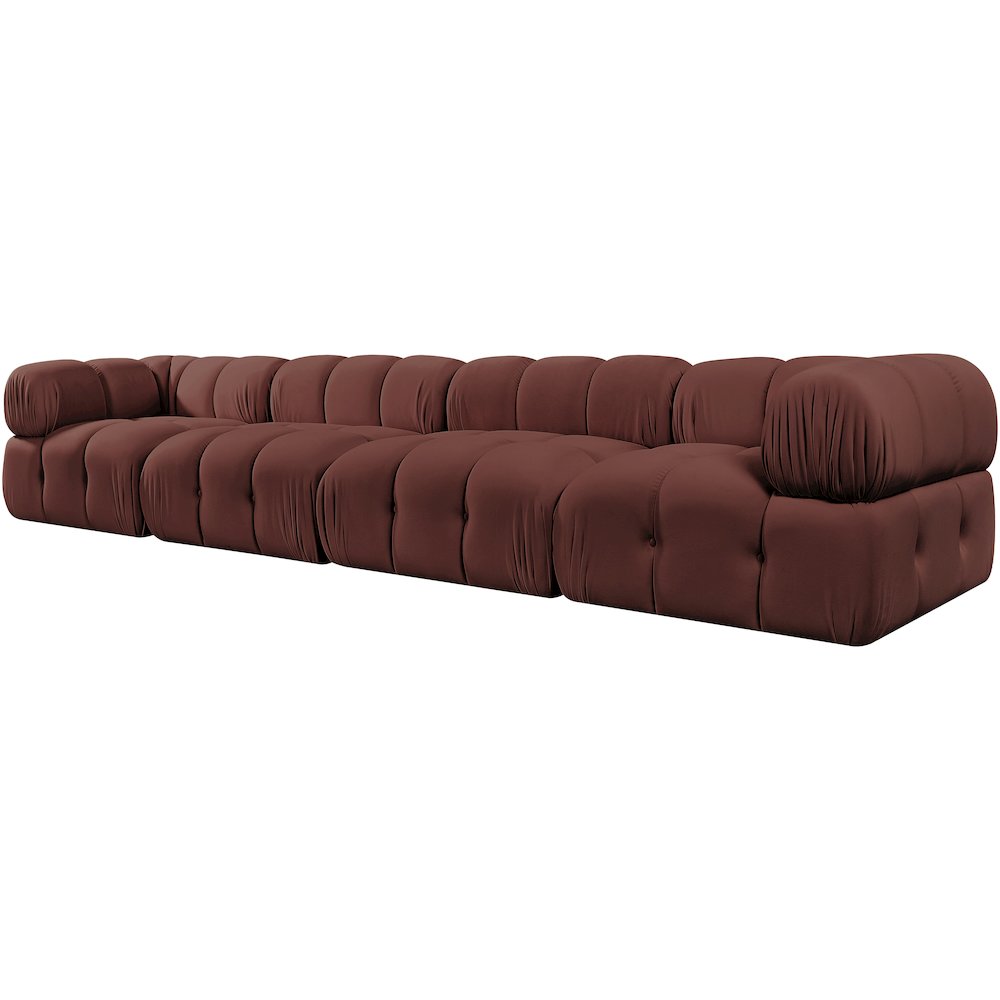 Orin Rose Velvet Performance Fabric Upholstered 4 pc. Modular Sofa