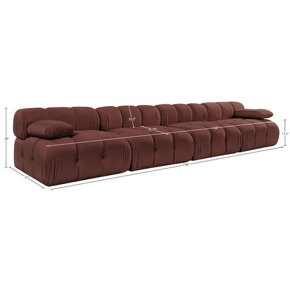 Orin Rose Velvet Performance Fabric Upholstered 4 pc. Modular Sofa