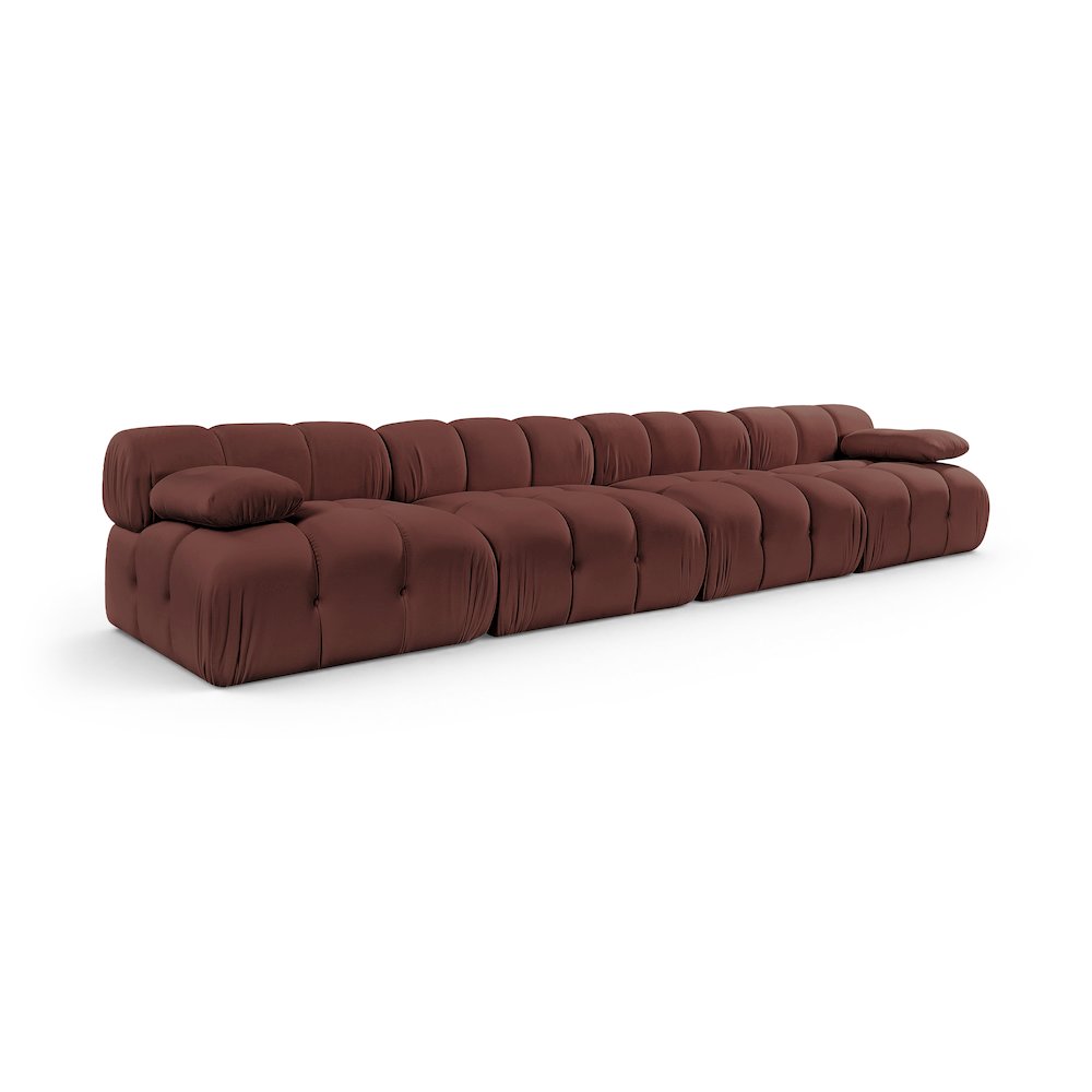 Orin Rose Velvet Performance Fabric Upholstered 4 pc. Modular Sofa