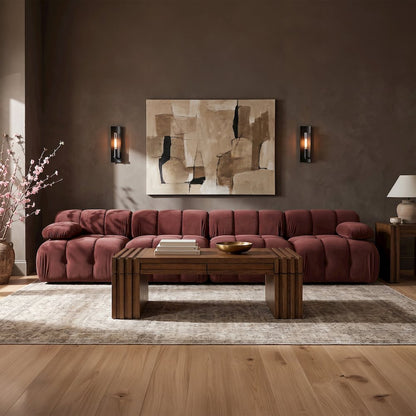 Orin Rose Velvet Performance Fabric Upholstered 4 pc. Modular Sofa