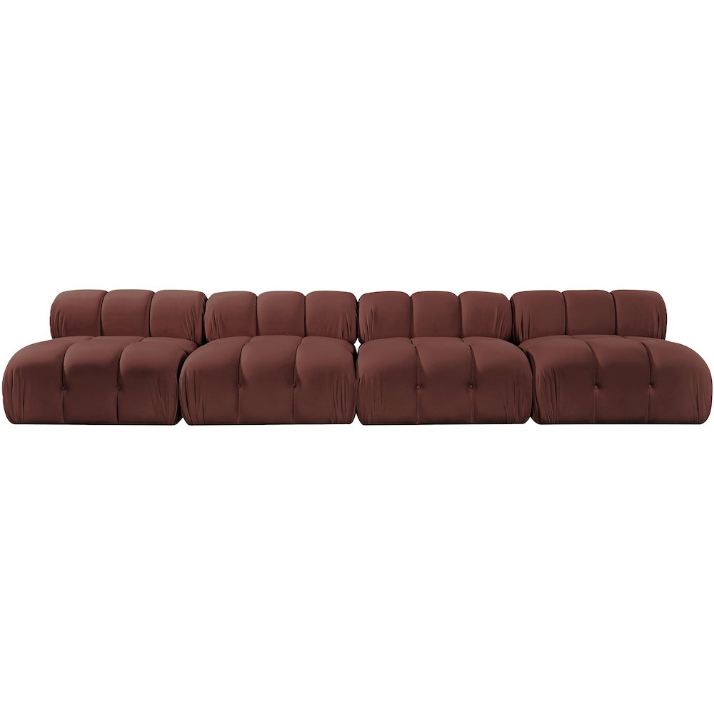 Orin Rose Velvet Performance Fabric Upholstered 4 pc. Modular Sofa
