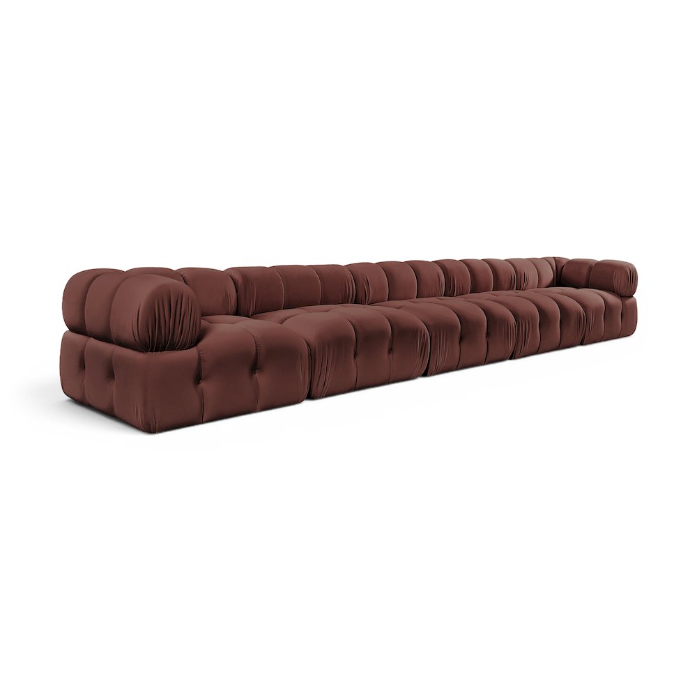 Orin Rose Velvet Performance Fabric Upholstered 5 pc. Modular Sofa