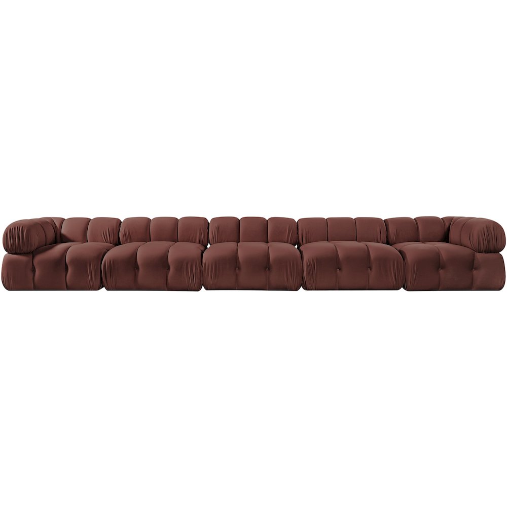 Orin Rose Velvet Performance Fabric Upholstered 5 pc. Modular Sofa