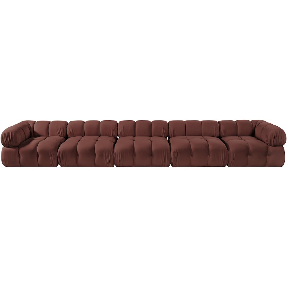 Orin Rose Velvet Performance Fabric Upholstered 5 pc. Modular Sofa