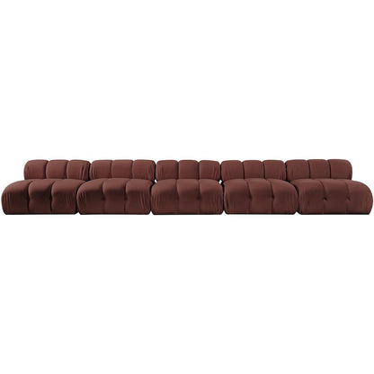 Orin Rose Velvet Performance Fabric Upholstered 5 pc. Modular Sofa